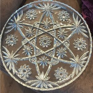 vintage Anchor Hocking clear glass serving platter or cake plate